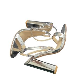 Misguided Glamorous Silver Strappy Heels